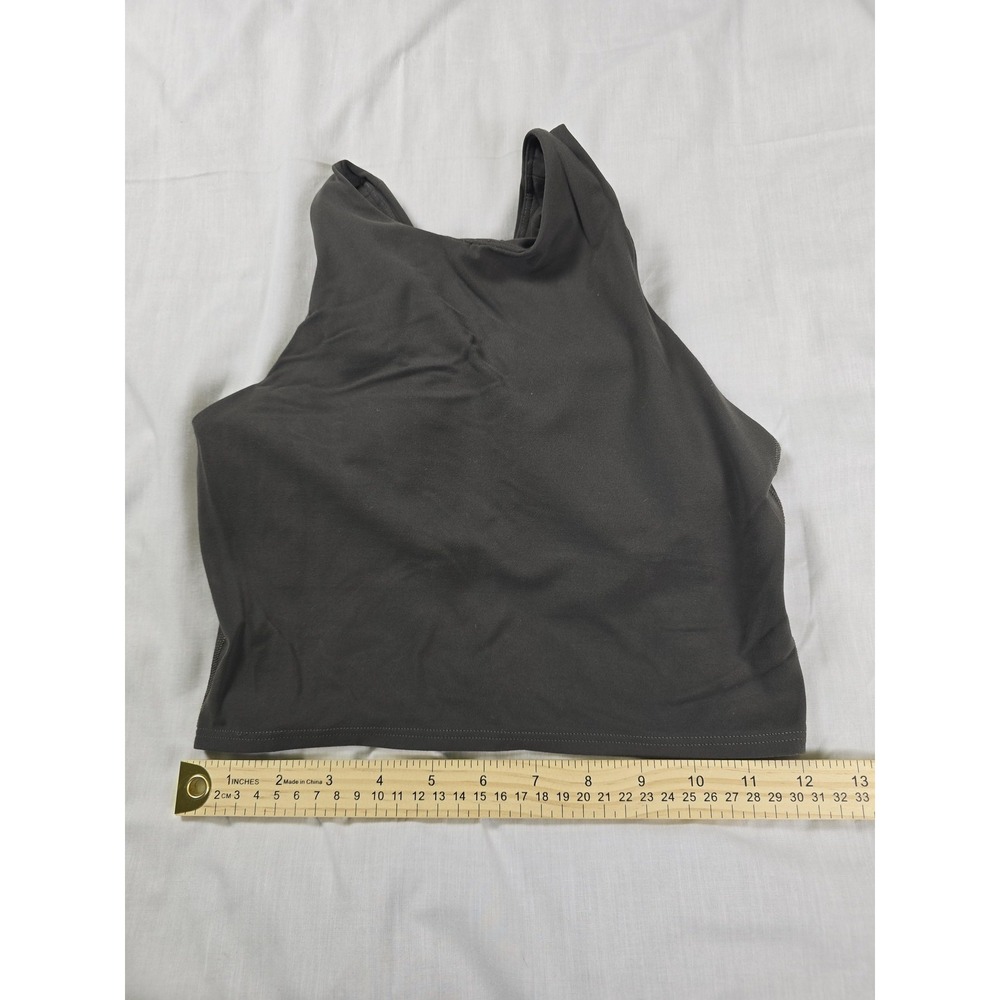 Athleta Sports Bra Womens XS Gray High Neck Racerback Crop Top Yoga Gym Athletic